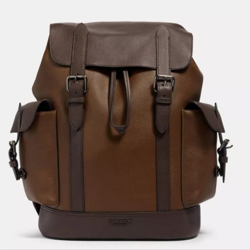 LIKE NEW COACH HUDSON BACKPACK BAG IN COLORBLOCK - GUNMETAL TOBACCO MAHOGANY - Picture 1 of 9